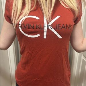 Rust Color Calvin Klein Jeans Tee Shirt